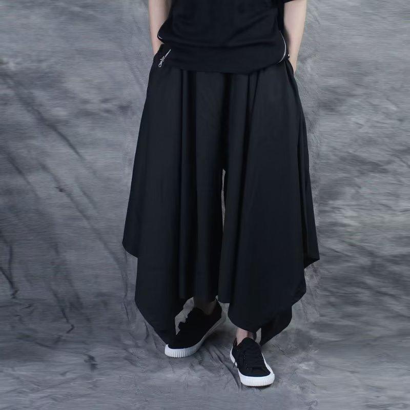 Yamamoto Culottes Loose Antique Pants Skirt Irregular Horn plus size Wide Leg Niche Men's Casual Trendy Japanese Style Skirt