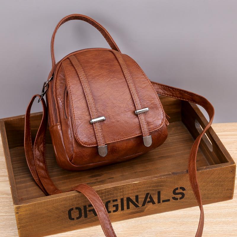 Small Bag for Women, European and American Retro Crossbody Bag, Mobile Phone Bag, Soft Leather Texture, Multi-Compartment Shoulder Bag, Wallet, Small Round Bag