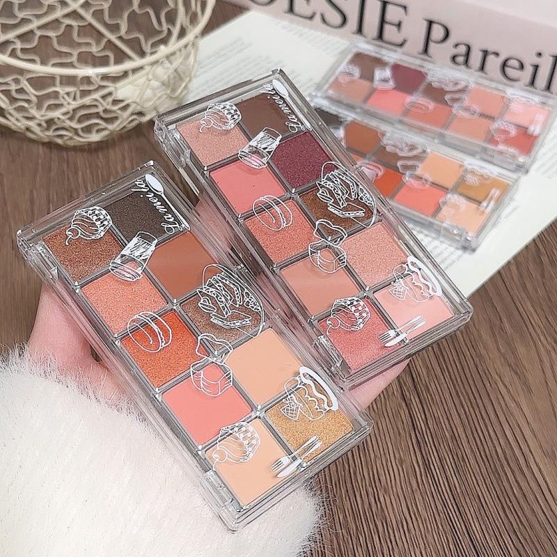 Lamela 10-Color Eyeshadow Candy Color Eyeshadow Palette Eyeshadow Set Pearlescent Matte Long-Lasting