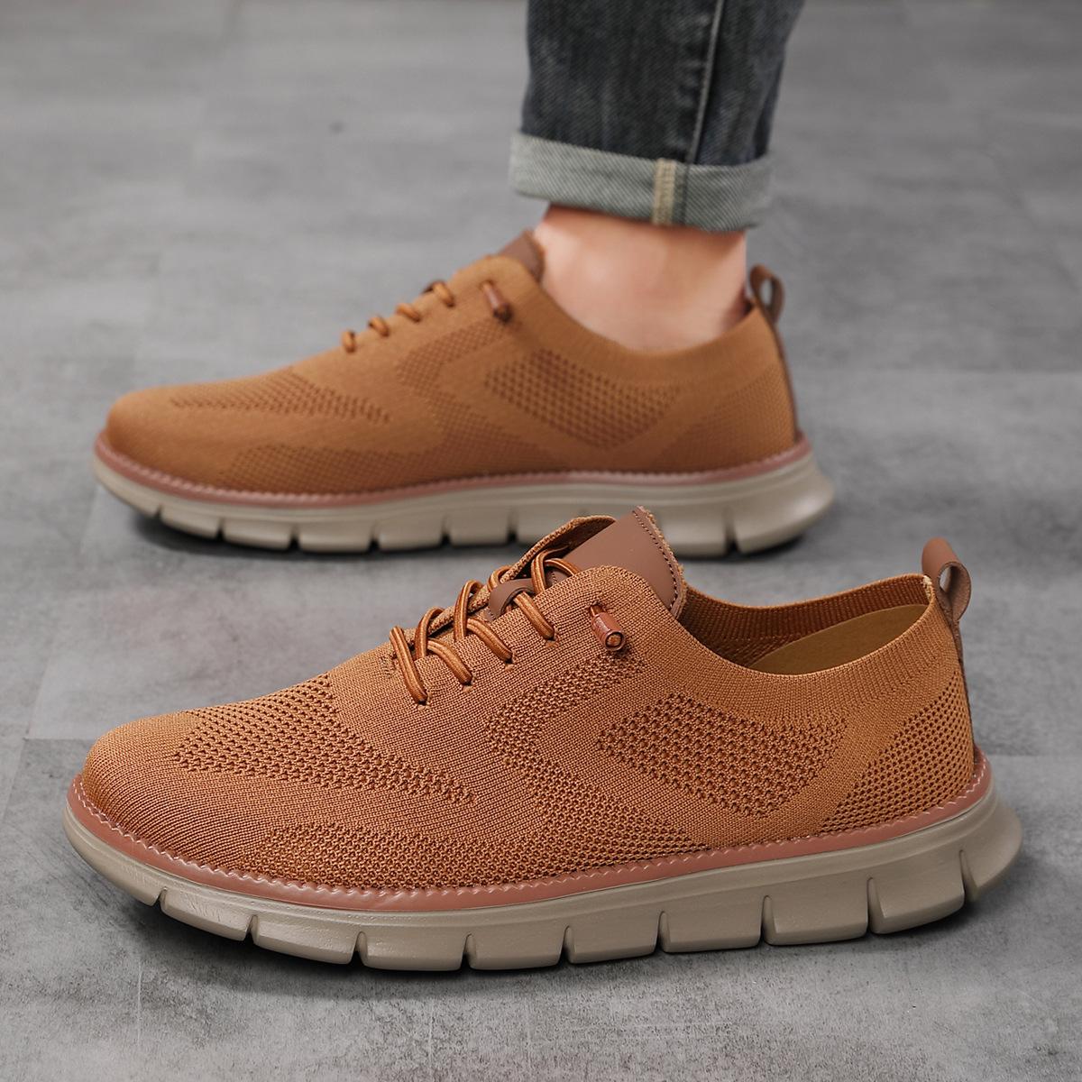 2025 New Cross-Border Lightweight Lace-Up Casual Men's Shoes Breathable Fly-Knit Loafers Men's Large Size Men Loafers