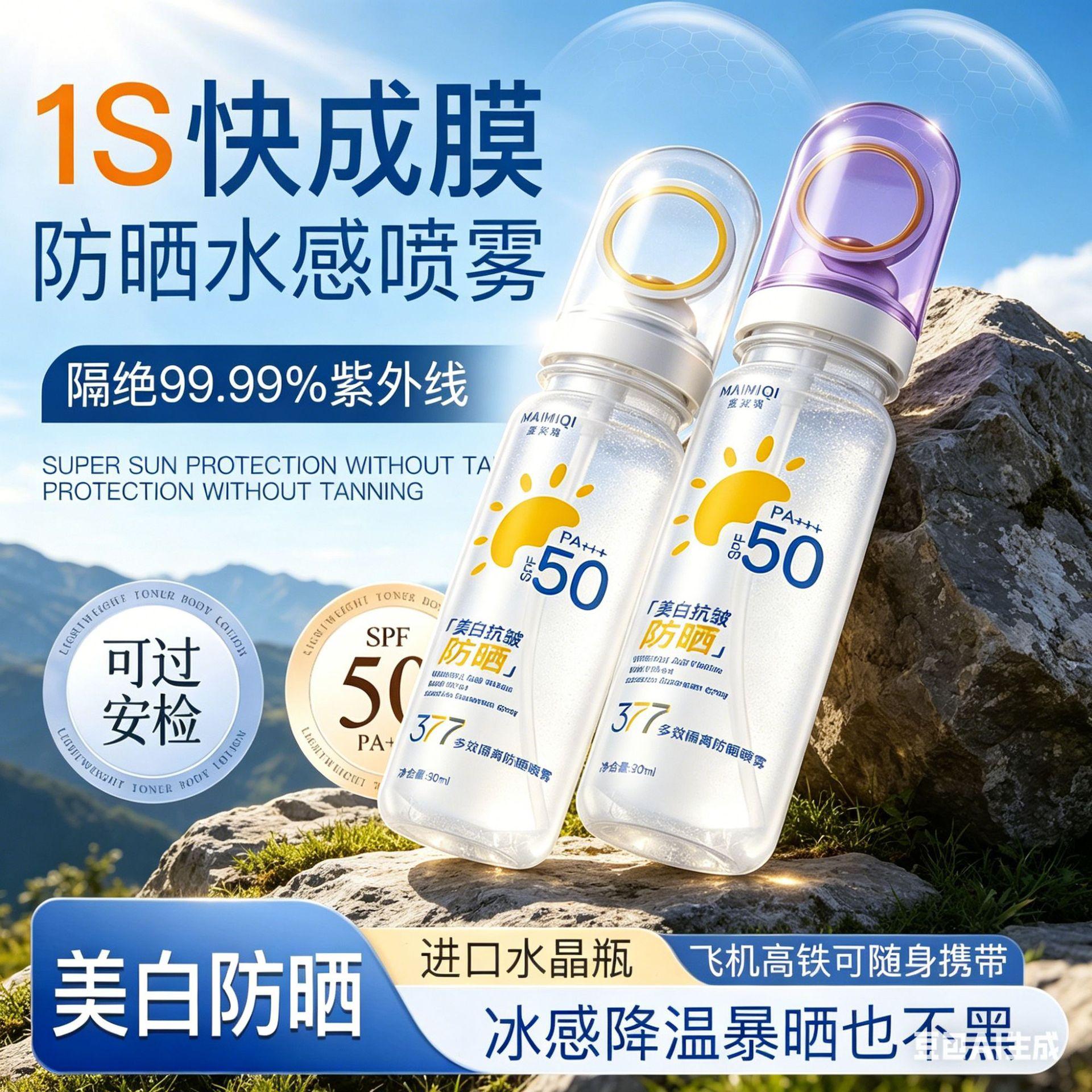 AmaiMiQi 377 Multi-Effect Isolation Sunscreen Spray, Rapid Film Formation, Whitening, Anti-Wrinkle, High Protection Sunscreen