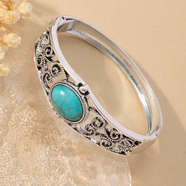 European and American fashion trendy women's classic flower grain bracelet turquoise ethnic jewelry wholesale manufacturers