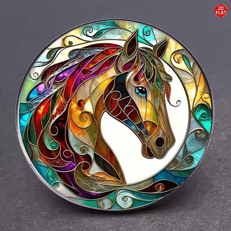 Colorful Horse Head Brooch Badge 3cm Zinc Alloy Creative Patch Fashion Personalized Decorative Pendant