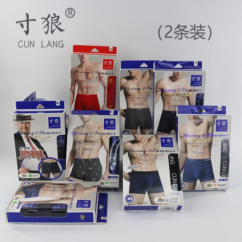 Men's Underwear 2 Pairs Boxed Wholesale Modal Boxer Briefs Breathable Loose Printed Shopping Mall Supermarket Boxer Briefs