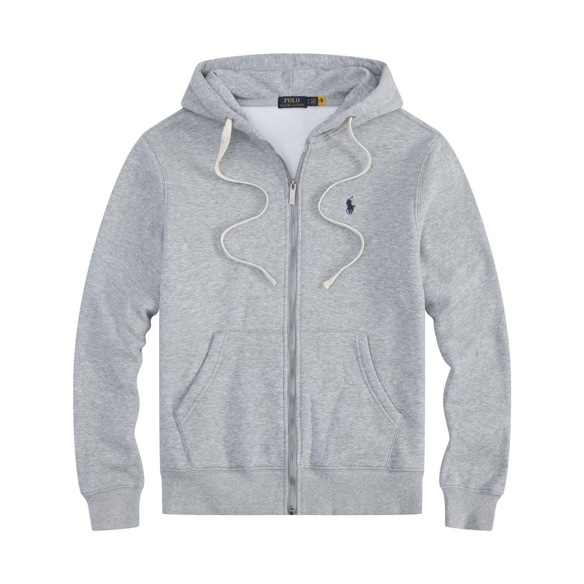 Cross-border exclusive supply of RL men's pure cotton hooded sweatshirt with zipper, solid color, embroidered pony logo, foreign trade casual hoodie
