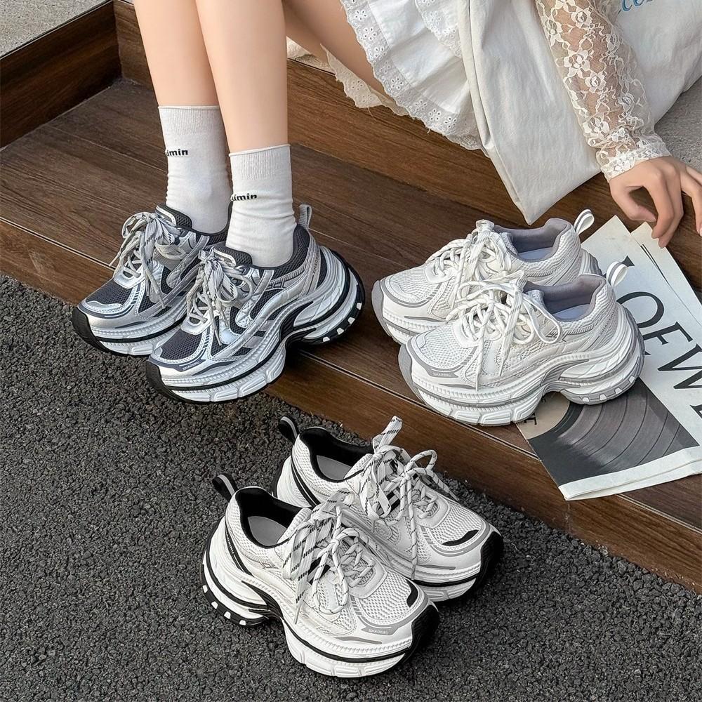 [2026 Spring New Style] Thick-Soled Genuine Leather Dad Shoes for Women, 2026 Spring New Casual Sneakers for Petite Individuals