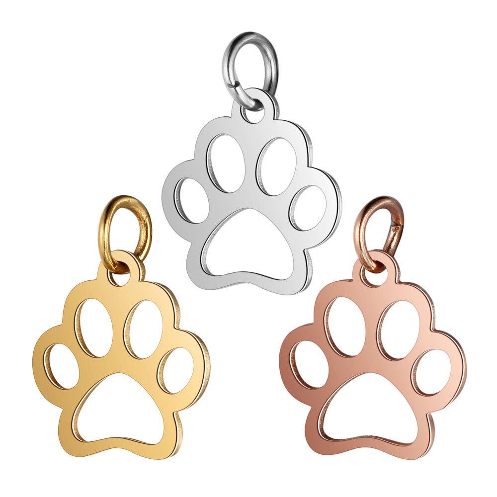 Cross-border stainless steel pendant laser cutting Hollow Dog Claw pendant DIY titanium steel Jewelry necklace accessories spot