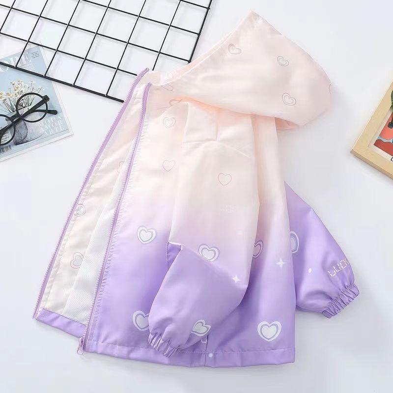 Girls' Outwears Spring & Fall 2025 New Girls' Gradient Jackets Kidsren's Tops Baby Fashionable Windproof Jackets Trendy