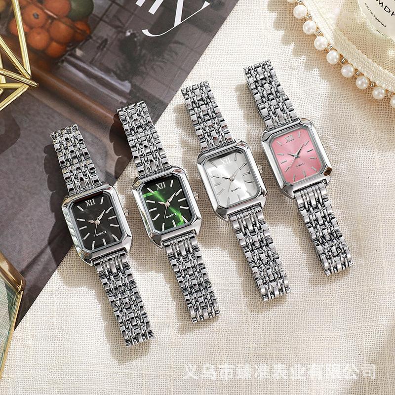 2026 New Export Model Light Luxury Steel Band Women's Watch, Fashionable Simple Square Quartz Wristwatch for Female Students, Wholesale