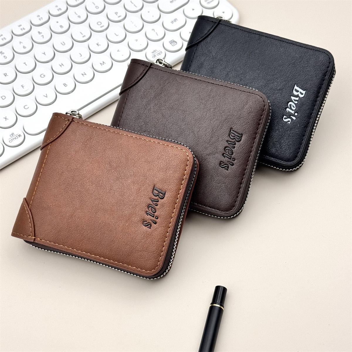 Cross-border wallet men's high-end zipper change storage leisure retro European and American wind manufacturers wholesale in stock