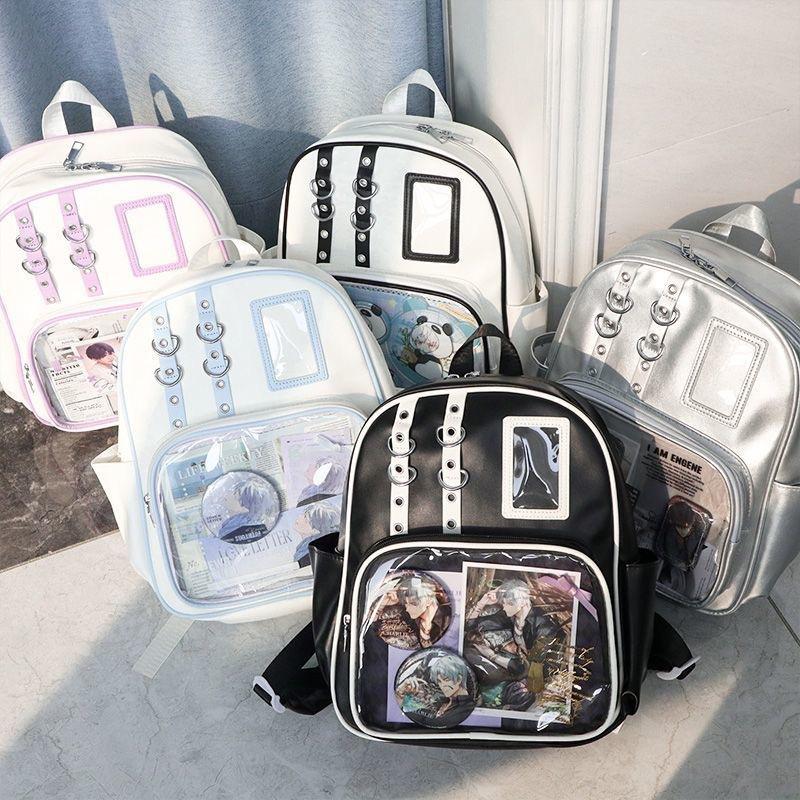2025 New Model Women's Transparent Backpack Large Capacity Student Backpack Pu Backpack Ita Bag