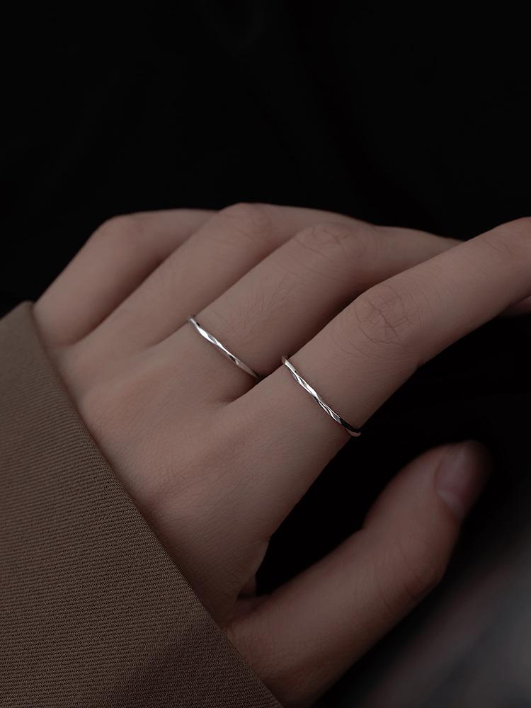 925 Sterling Silver Plain Ring Niche Design Index Finger Ring Simple Cold Style Ring Versatile Jewelry Ins Popular