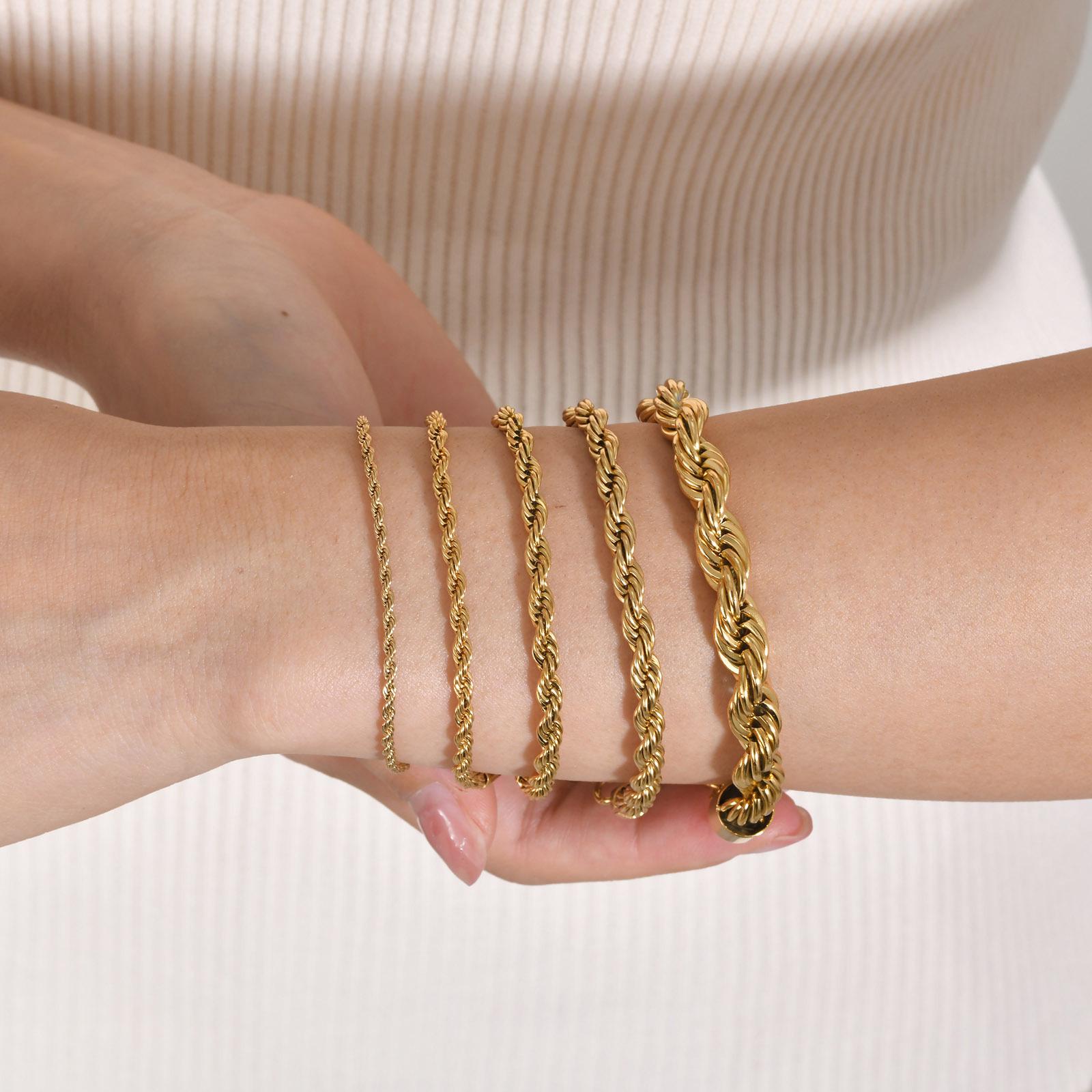 Titanium steel twist bracelet thick 2/3/4/5/8mm neutral ladies gold-plated stainless steel cross-border jewelry wholesale