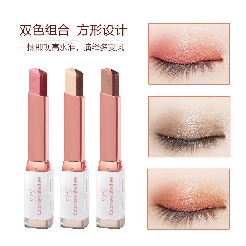 YZS Velvet Gradient Two-color Eyeshadow Stick Eye Modification Lazy Eyeshadow Natural Color Development Not Easy to Sizzying Female YY03