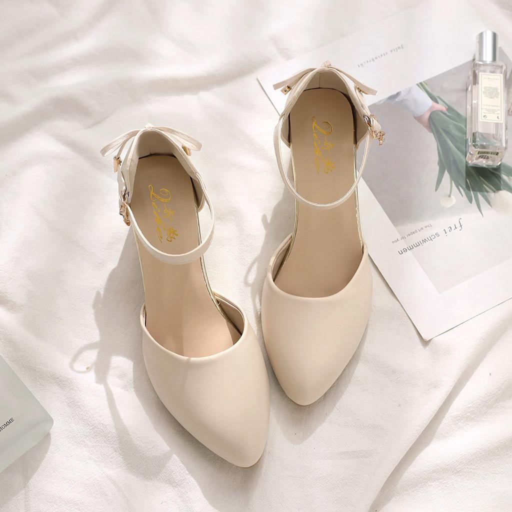 Baotou Chunky Heel High-heeled Shoes Women's 2025 New Spring and Summer Fairy Style Mid-heeled Elegant All-match Hollow Sandals for Women