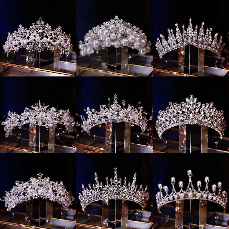 Crown Tiara Bridal Wedding Hair Accessory with a High-End Feel, Sparkling Rhinestones, European and American Princess Wedding Dress with Crystal Main Dress Crown