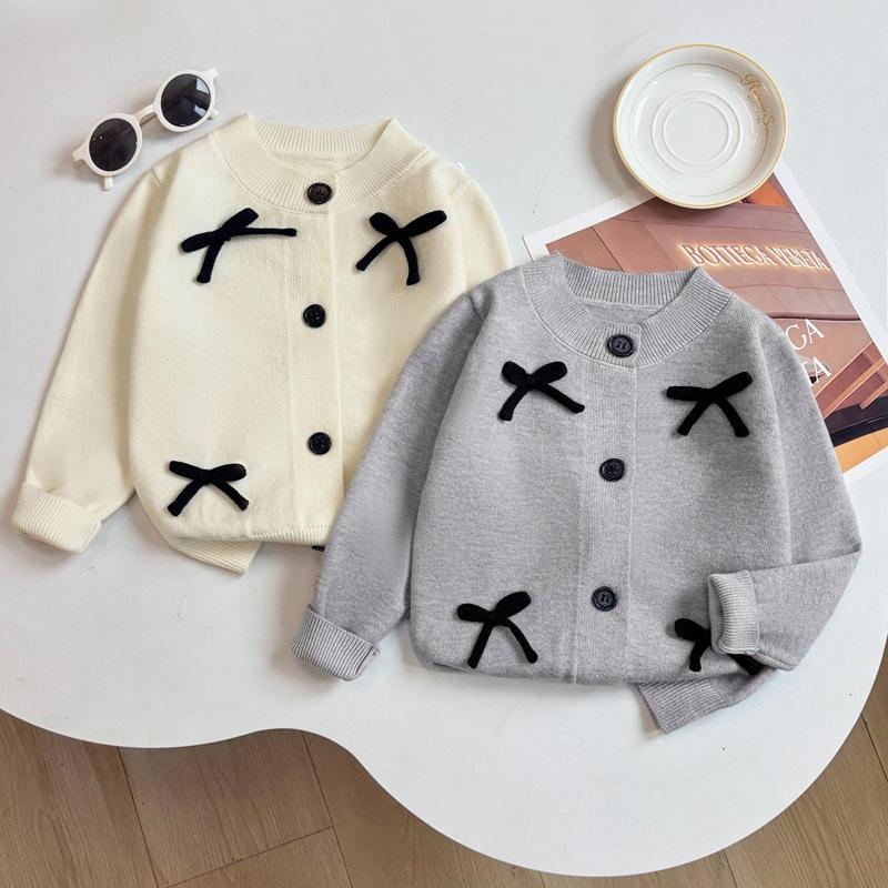 Girls' Sweater Cardigan Autumn Winter 2025 Soft Children's Knitted Sweater Coat Baby Girl Korean Style Round Neck Wool Top