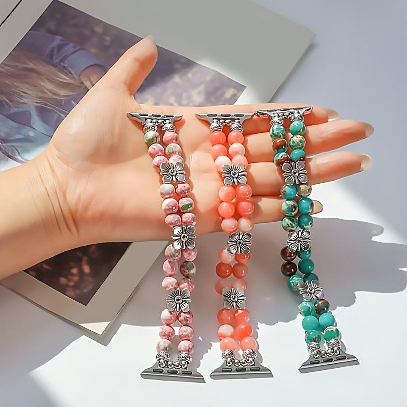 Stone Beaded Smart Watch Band Suitable for Apple Watch 39-49mm and Samsung Huawei 20/22mm