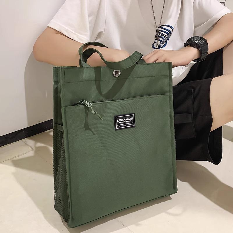 Canvas Bag Large Capacity Men's Handbag Casual Simple Men's Commuter Tote Handbag File Bag Shoulder Bag