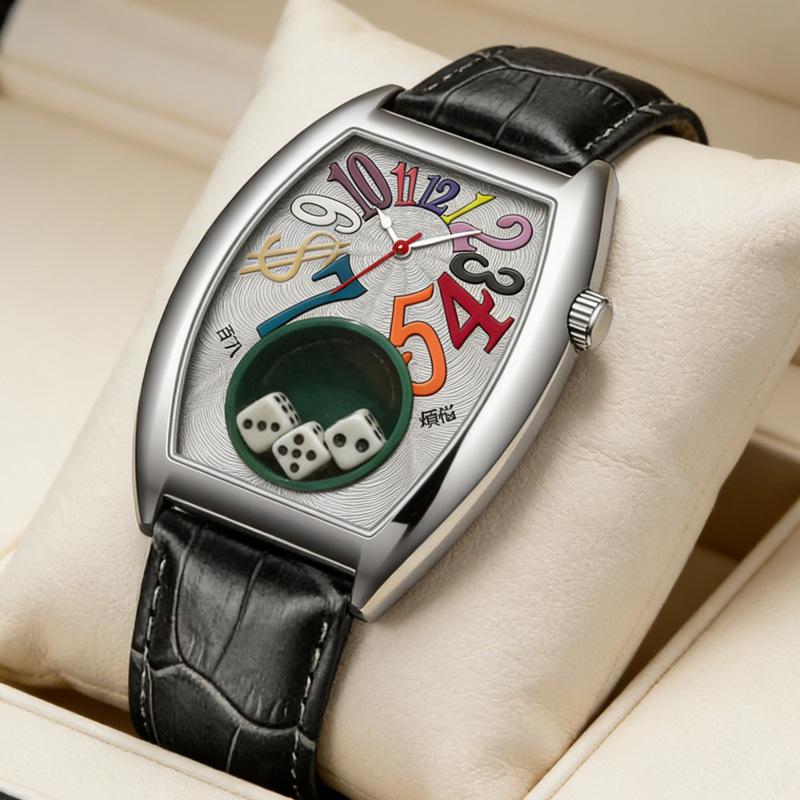 Men's Watch Trendy Niche Design Barrel Dice Trendy Quartz Watch Personalized Student Trendy Men's Wristwatch