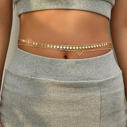 Cross-border multi-layered waist chain, beach bikini belly chain, adjustable sequin waist chain, summer women's waist chain