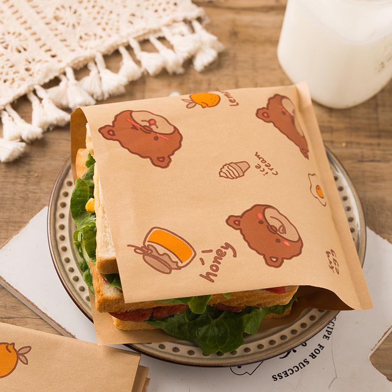 Sandwich Wrapping Paper, Hamburger Box, Oil-Proof Disposable Sandwich Packaging Bag, American-Style English Newspaper Oil-Proof Paper