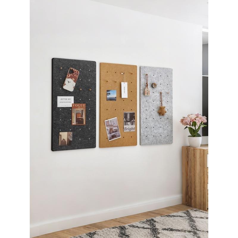 No-Punch Message Board Square Felt Board Wall Sticker Cork Board Display Board Self-Adhesive Wall Decoration Photo Wall Pegboard
