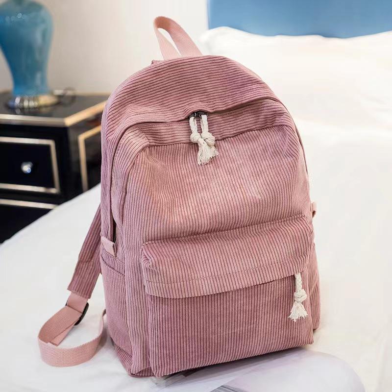 Schoolbag Women's Korean-style Yuansu ulzzang Senior high school Student Personalized Corvet College Style Backpack Women's Backpack