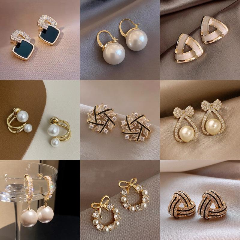 Cross-Border Hot-Selling Imitation Pearl Tassel Earrings, Light Luxury and High-End Feel, Women's Fashionable Diamond-Encrusted Pendants, Versatile Earrings