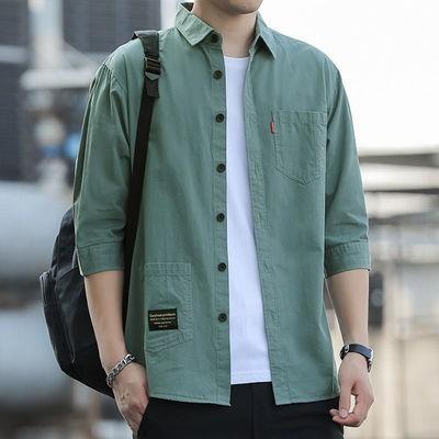 High-grade Non-ironing Loosen Shirt Men's Summer Seven-sleeve Casual Workwear Shirt Men's Korean-style Fashion