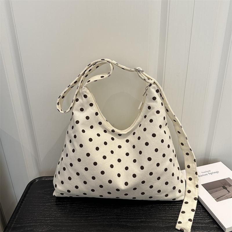 Polka Dot Casual Large-Capacity Simple Commuter Fashion Crossbody Bag for Girls, Personalized Shoulder Tote Bag, Wholesale Starting from One Piece