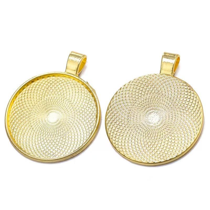 DIY Metal Jewelry Accessories Ancient Bronze Round Base 25mm Time Gemstone Base Keychain Pendant Pendant