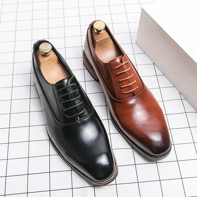 Factory Wholesale Men's Youth British Dress Casual Business Sense Leather Shoes Wedding Groom Suit Men's Shoes Trendy