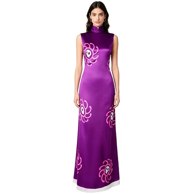 One Piece Empress Boa Hancock Cosplay Costume Purple Anime Character Cheongsam Full Set Women's Outfit