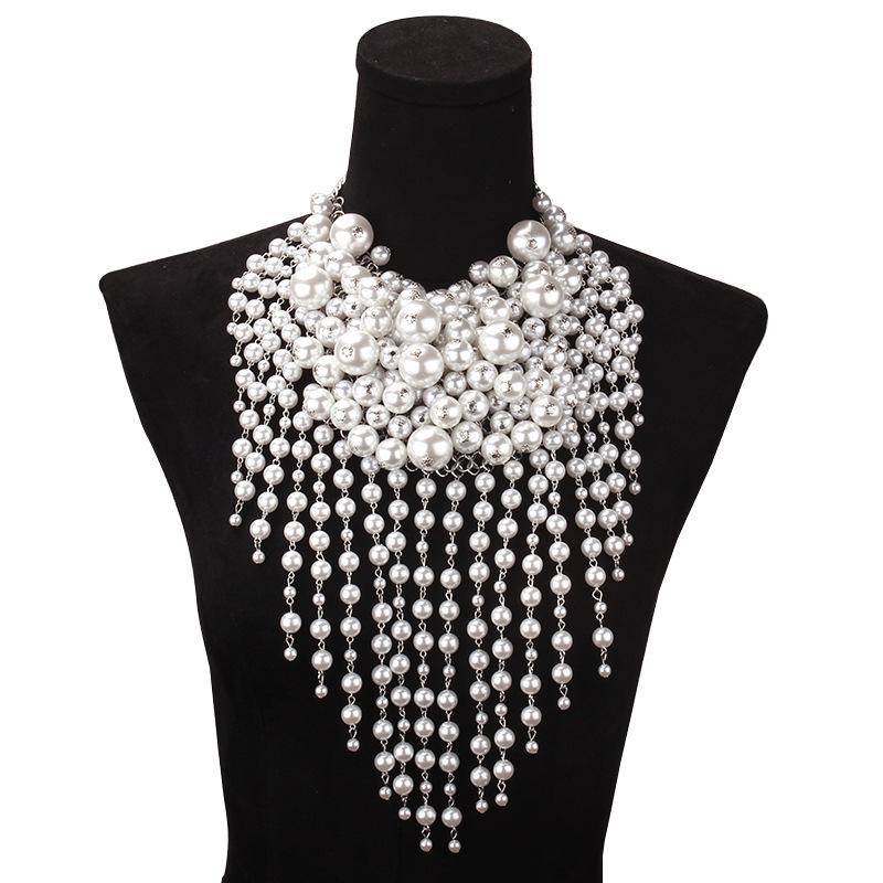 European and American Cross-Border Exaggerated Multi-Layered Pearl Necklace, Versatile Fashion Accessories, Tassels, Personalized Bridal Jewelry Set Chain