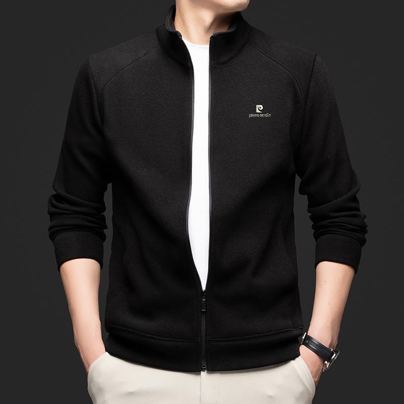 Men's Winter New Style Casual Jacket with Stand Collar, Fleece-Lined, Thickened, Warm Cardigan Sweatshirt