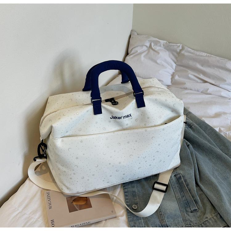 Expandable luggage bag with trendy fashion print, outdoor yoga and fitness bag, large capacity, dry and wet separation, business trip travel bag