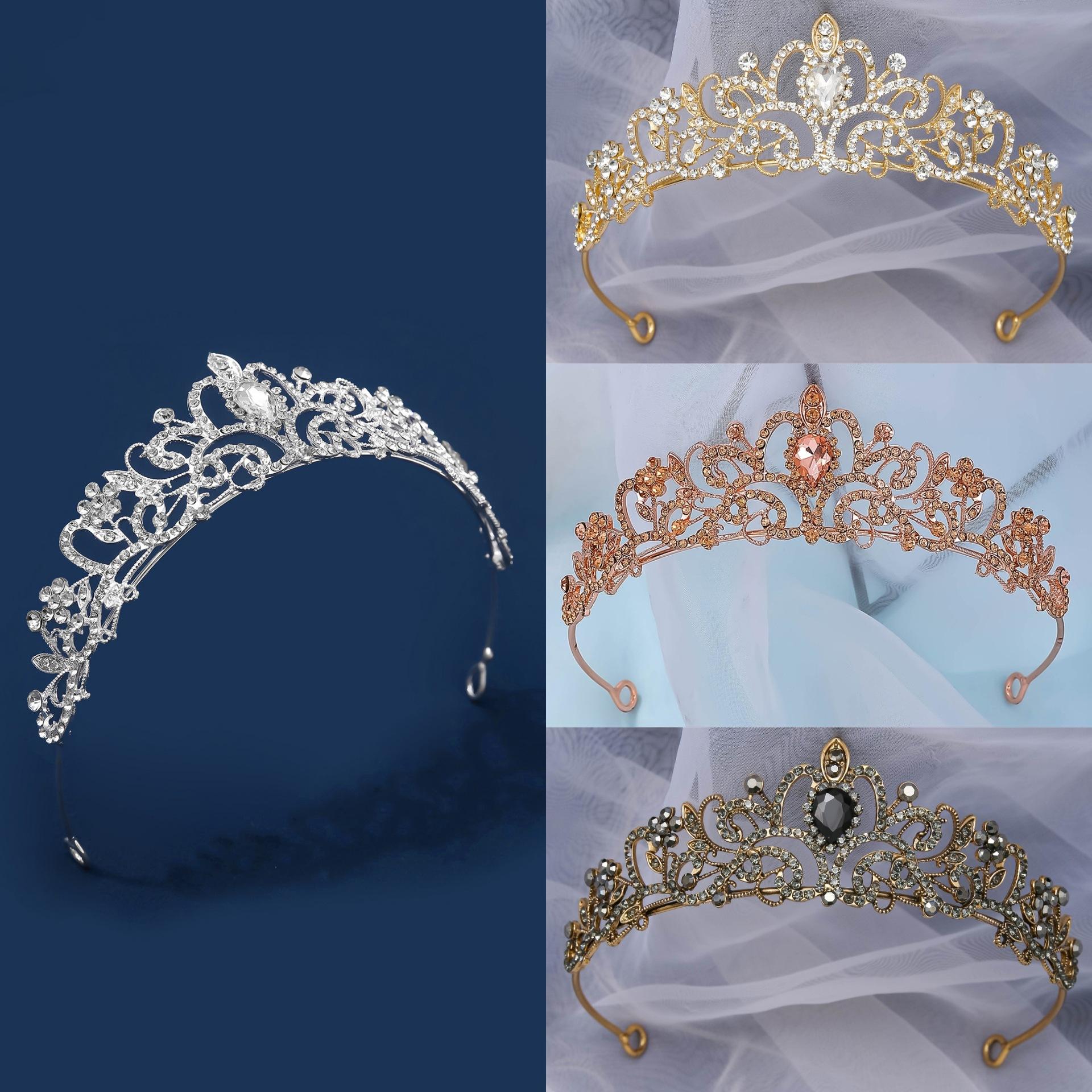 New Korean Style Full Diamond Super Flash Silver Semi-round Crown Bride Wedding Headwear Photography Makeup Plate Hair Styling Crown