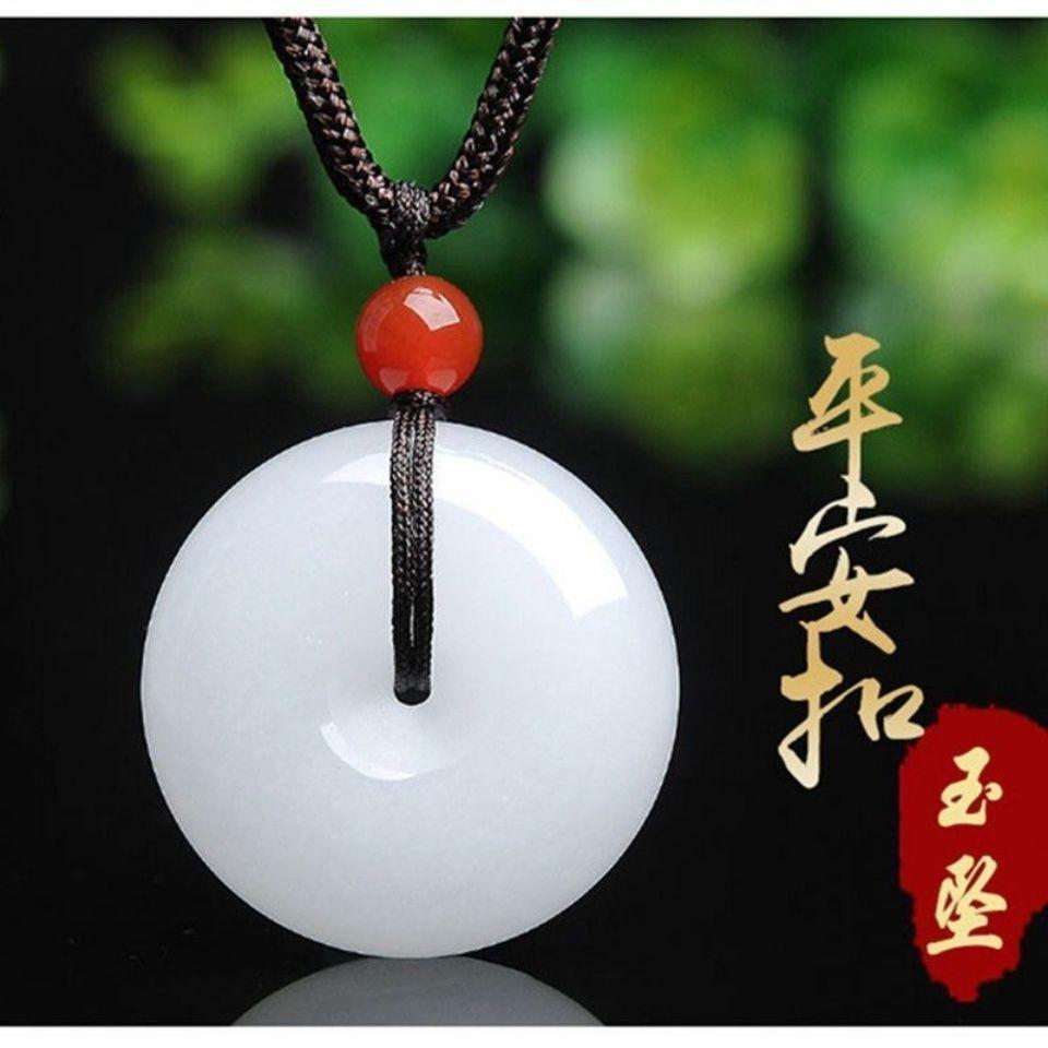 Live on behalf of the safe buckle factory direct wholesale Afghan white jade safe buckle pendant to send men and women jade necklace