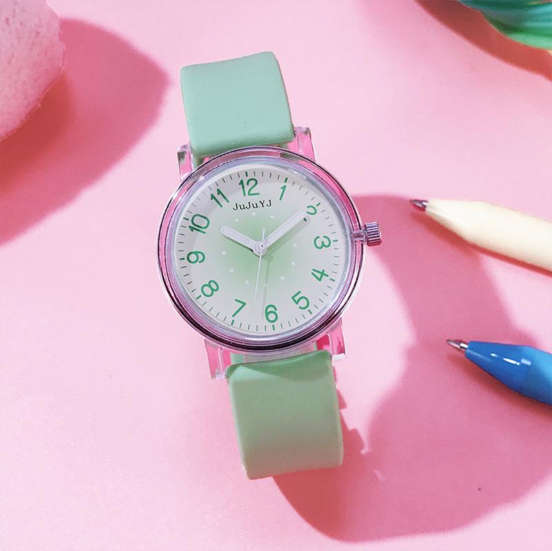 2025 New Silicone Band Student Watch Girls Junior High School Exam Special Watch Luminous Waterproof Quartz Watch