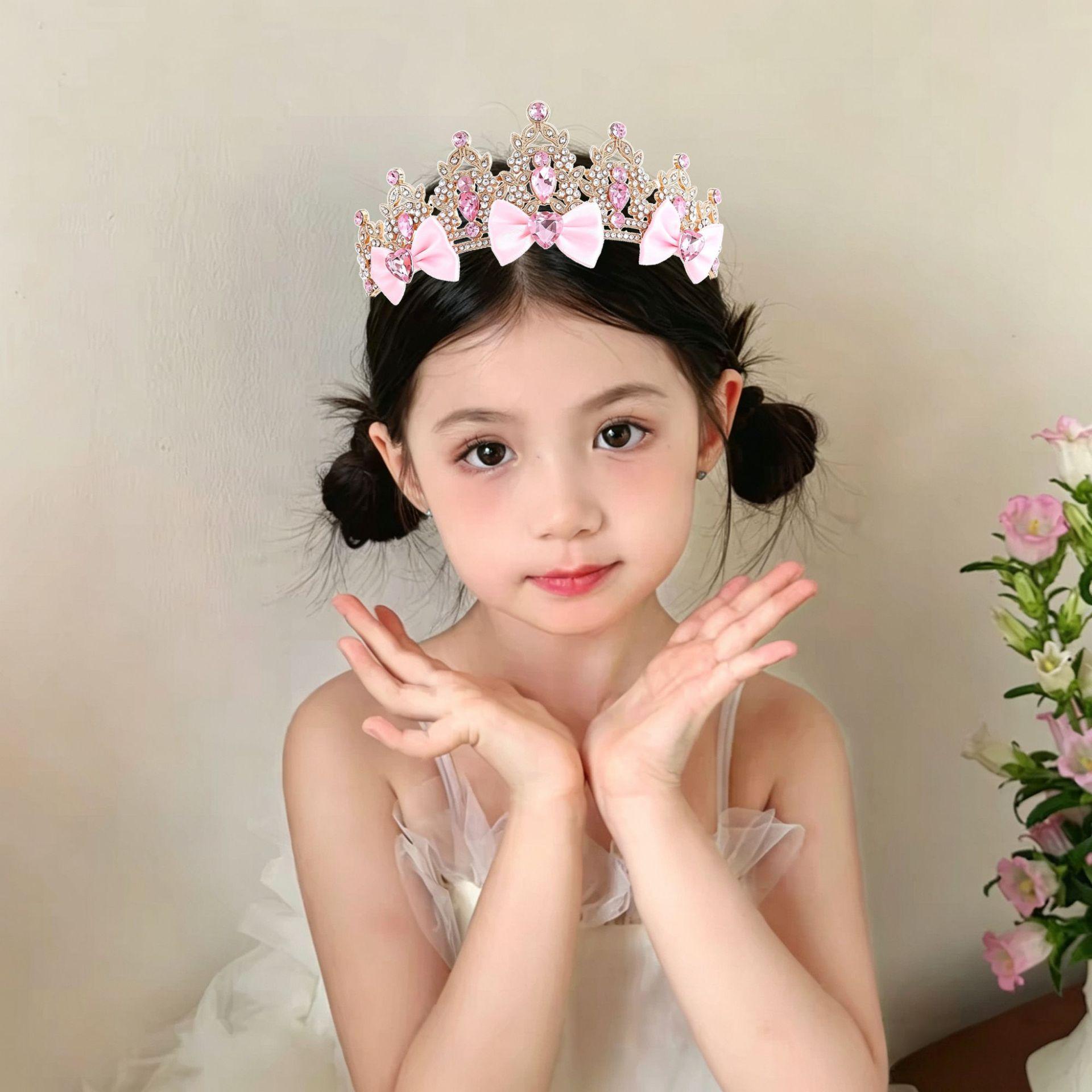 Sweet princess crown bow hair accessory, ice queen headpiece, birthday party hair accessory, high-end girl's crown