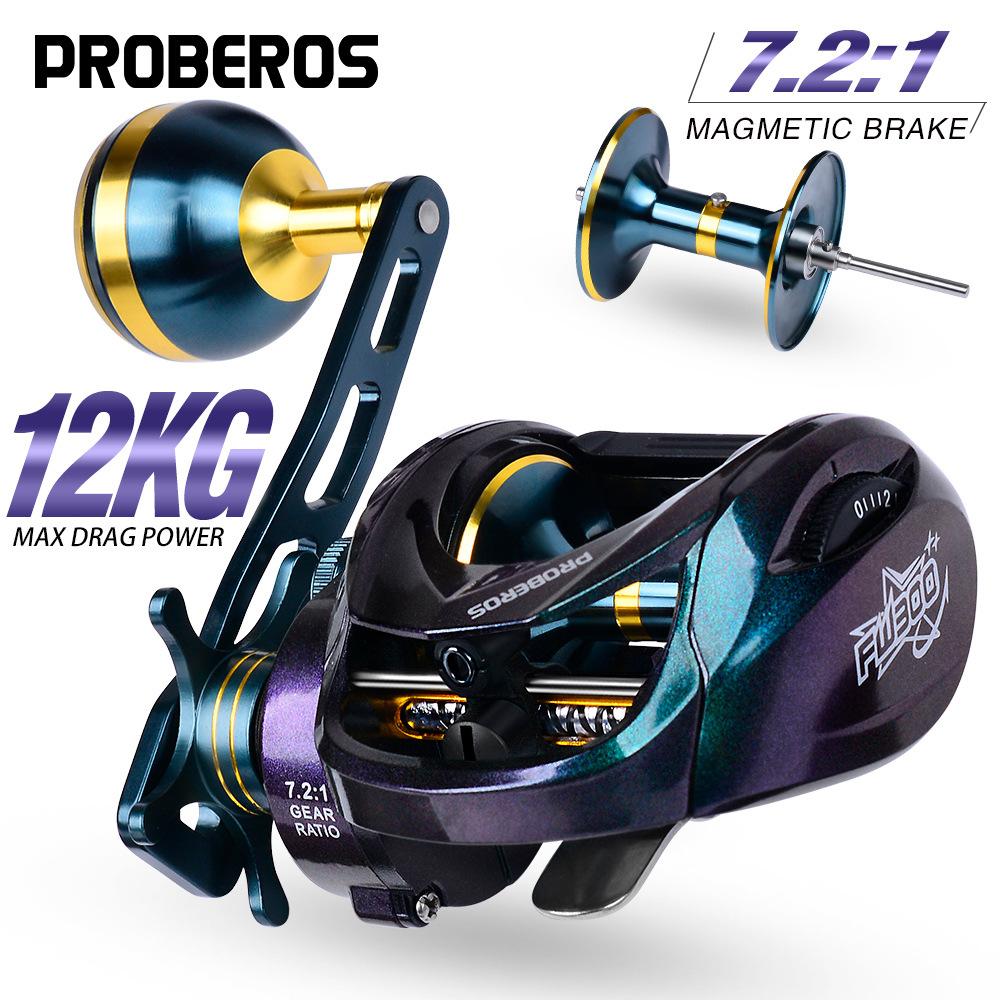 Wide-body teardrop wheel deep-line cup offshore fishing reel 12KG long-distance cast slow-shaking iron plate wheel black road wheel