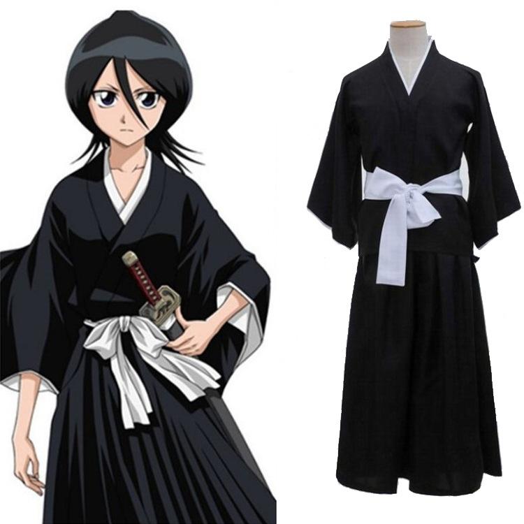 Bleach Kuchiki Rukia cosplay costume Japanese anime kimono role-playing outfit women's black suit