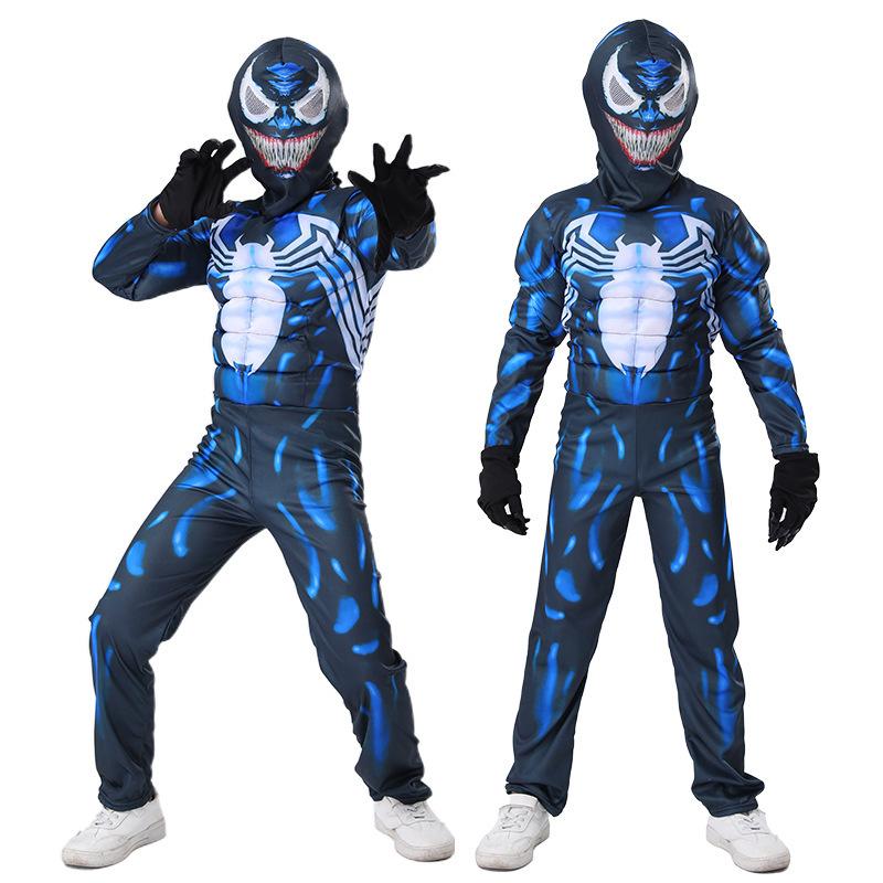 Cross-Border Halloween Children's Costumes Venom Muscle Suit Cosplay Role-Playing Children's Stage Costumes