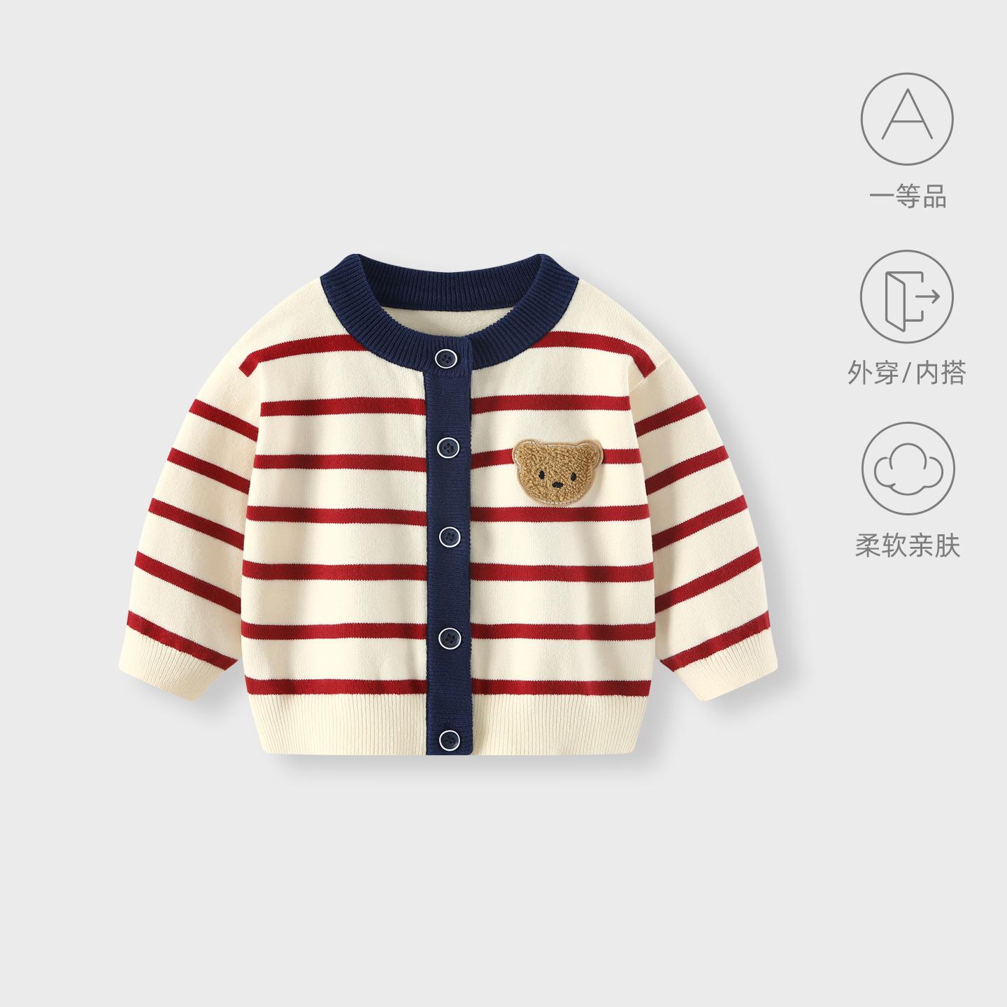 Baby Outwear Autumn and Winter Boys' Sweaters Knitted Cardigans Baby Autum Clothes Kidsren's Autum Clothing Woolen Red Tops