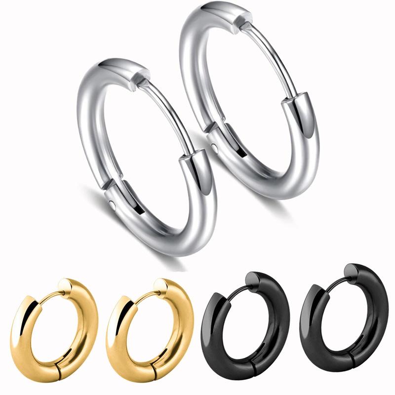 Cross-Border High-Quality Stainless Steel Earrings, Non-Fading, Unisex Round Earrings, Simple and Trendy Earrings Wholesale
