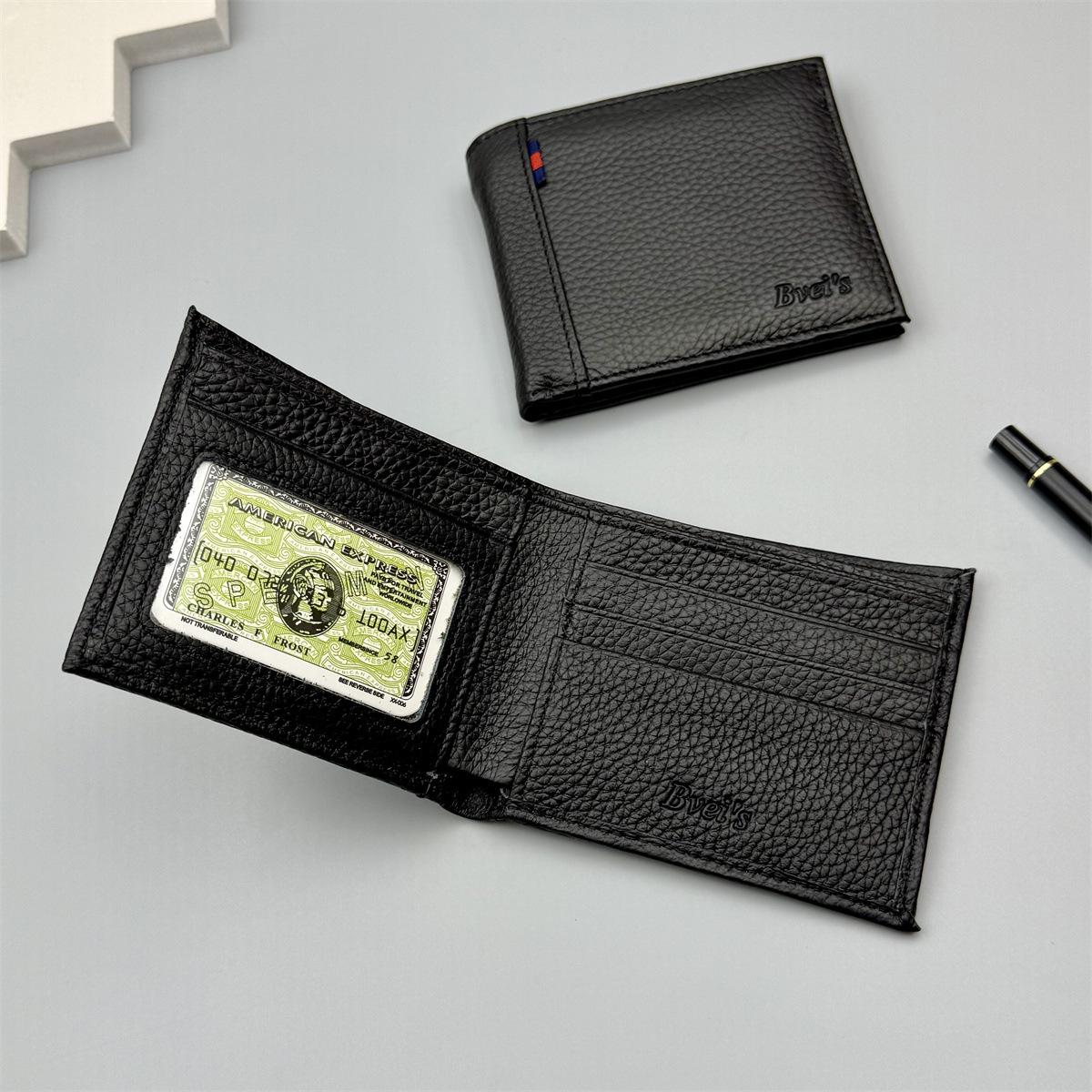 New Foreign Trade Leather Wallet Men's Top Layer Cowhide Multi-function Large Capacity ID Bag Cross-border Amazon Hot Sale