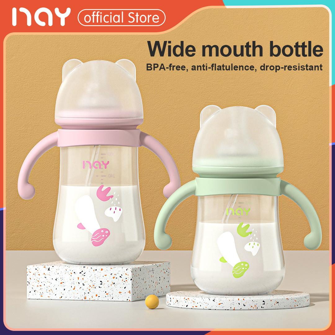 Amazon Cross-border in stock Baby Baby Bottle with Handle Anti-flatulence Anti-drop Baby Bottle PP Three-use Bottle