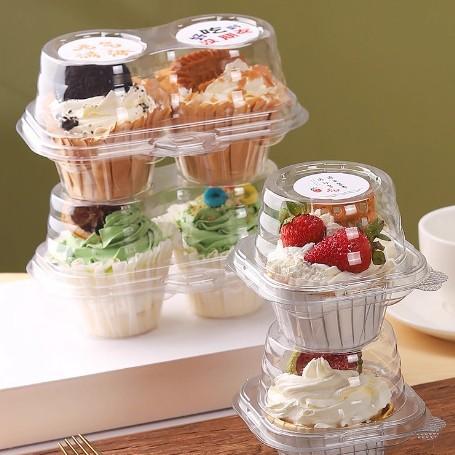 Cupcake Packaging Box Single Transparent Two-Piece Small Dessert Mousse Blister 1/2 Muffin Cup Packaging Box