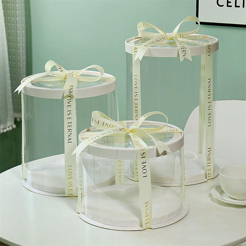 Transparent Round Cake Box Dessert Baked Flowers Gift Packaging Box Cake Box 6 Inches 8 Inches 10 Baking Packaging
